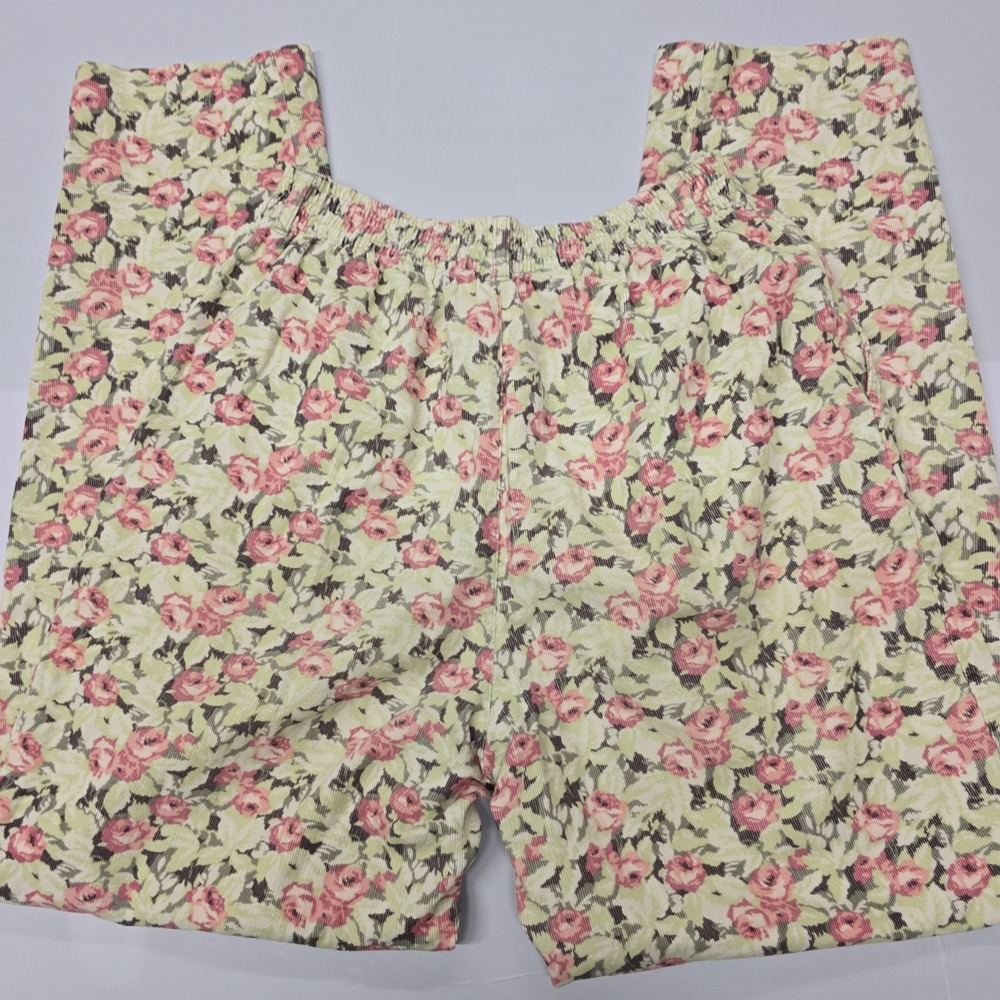 Vintage All Week Long Floral Corduroy Pants Women Size 10 High Waisted Rose - Picture 3 of 9
